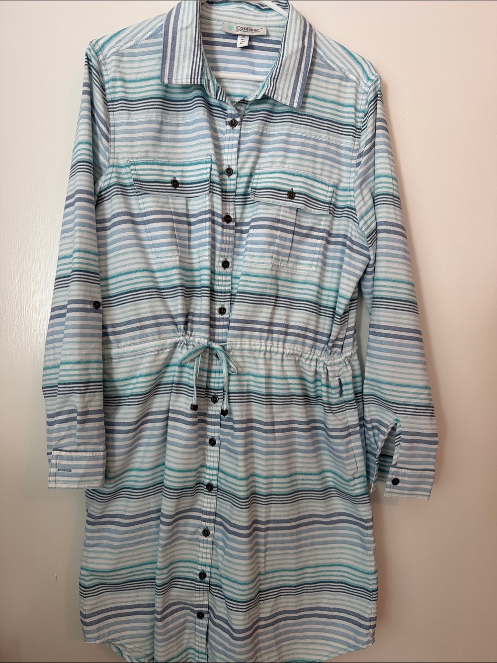 Coolibar UPF 50+ Striped Button-Front Shirt Dress